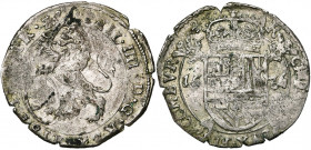 FRANCHE-COMTE, Philippe IV (1621-1665), AR escalin, 1636, Dole. D/ Lion deb. à g., ten. une épée et l''écu ovale franc-comtois. R/ Ecu couronné sur un...