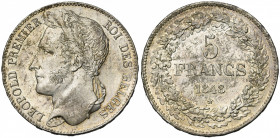 BELGIQUE, Royaume, Léopold Ier (1831-1865), AR 5 francs, 1848. Dupriez 375. Petites griffes.
Superbe