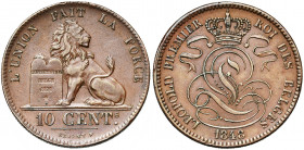 BELGIQUE, Royaume, Léopold Ier (1831-1865), Cu 10 centimes, 1848 sur 1838. BRAEMT F sans point. Dupriez 386; Bogaert -. Rare Coups sur la tranche.
Tr...
