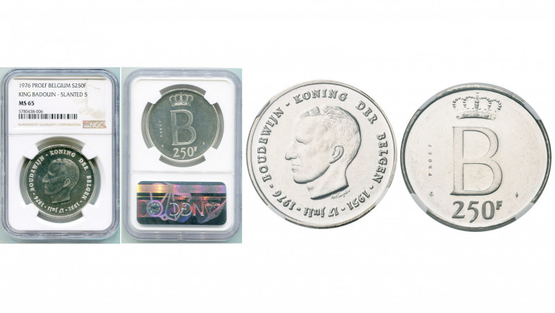 BELGIQUE, Royaume, Baudouin (1951-1993), 250 frank, 1976NL. Essai en argent. Tra...