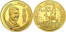 BELGIQUE, Royaume, Albert II (1993-2013), 100 euro, 2010. 50e anniversaire du Prince Philippe. Fr. -. Ecrin et certificat.
Flan poli