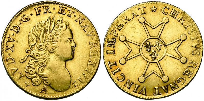 FRANCE, Royaume, Louis XV (1715-1774), AV louis d''or à la croix du Saint-Esprit...