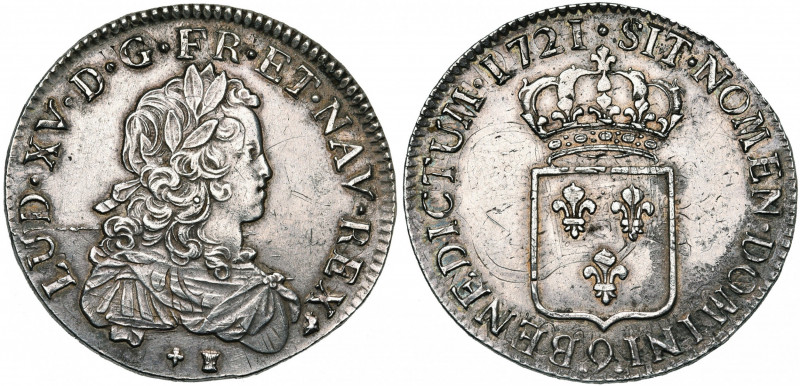 FRANCE, Royaume, Louis XV (1715-1774), AR écu de France, 17219, Rennes. Réformat...