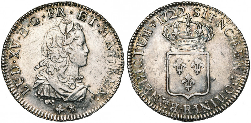 FRANCE, Royaume, Louis XV (1715-1774), AR demi-écu de France, 1722R, Orléans. Ré...