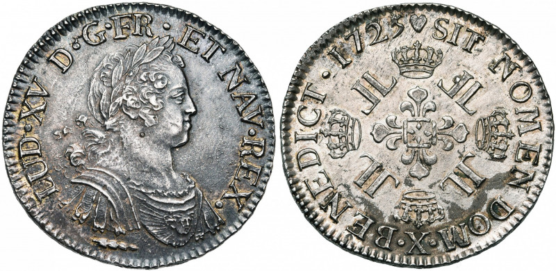 FRANCE, Royaume, Louis XV (1715-1774), AR écu aux huit L, 1725X, Amiens. D/ B. j...