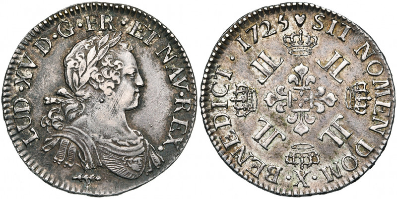 FRANCE, Royaume, Louis XV (1715-1774), AR demi-écu aux huit L, 1725X, Amiens. D/...