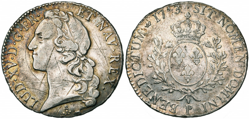 FRANCE, Royaume, Louis XV (1715-1774), AR écu au bandeau, 1743P, Dijon. D/ T. à ...