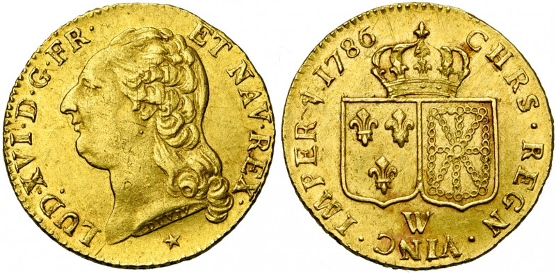 FRANCE, Royaume, Louis XVI (1774-1793), AV louis d''or à la tête nue, 1786W, Lil...