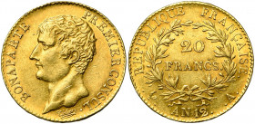 FRANCE, Consulat (1799-1804), AV 20 francs, an 12A, Paris. Gad. 1020. Petit coup sur la tranche.
presque Superbe