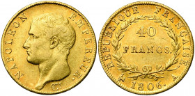 FRANCE, Napoléon Ier (1804-1814), AV 40 francs, 1806A, Paris. Gad. 1082; Fr. 481.
Très Beau