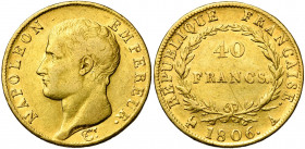 FRANCE, Napoléon Ier (1804-1814), AV 40 francs, 1806A, Paris. Gad. 1082; Fr. 481.
Très Beau