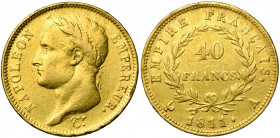 FRANCE, Napoléon Ier (1804-1814), AV 40 francs, 1811A, Paris. Type "Empire français". Gad. 1084.
Beau à Très Beau