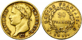 FRANCE, Napoléon Ier (1804-1814), AV 20 francs, 1811U, Turin. Gad. 1025.
presque Très Beau