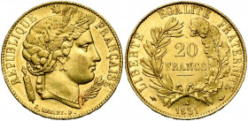 FRANCE, Deuxième République (1848-1852), AV 20 francs, 1851A, Paris. Type Cérès. Gad. 1059; Fr. 566.
presque Superbe