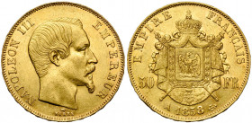 FRANCE, Napoléon III (1852-1870), AV 50 francs, 1858A, Paris. Gad. 1111; Fr. 571. Coup sur la tranche.
Très Beau à Superbe