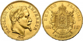 FRANCE, Napoléon III (1852-1870), AV 100 francs, 1862A, Paris. Tête laurée. Gad. 1136; Fr. 580. Nettoyé. Coups sur la tranche.
Très Beau à Superbe...