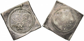 ALLEMAGNE, BREISACH, assiégée par le comte palatin et le margrave de Bade, AR 48 Kreuzer, 1633. Klippe. D/ Sous la date, les écus d''Autriche, de Haut...
