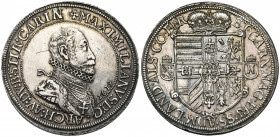 SAINT EMPIRE, Maximilien III, archiduc (1612-1618), AR Taler, 1619, Ensisheim. Au titre de landgrave d''Alsace. D/ B. cuir. à d., une fraise au col et...