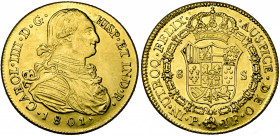 COLOMBIE, Charles IV (1788-1808), AV 8 escudos, 1801JF, Popayan. Cal. 1674; Fr. 52. 26,30g Copie postérieure.
Très Beau