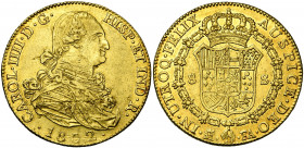 ESPAGNE, Charles IV (1788-1808), AV 8 escudos, 1802FA, Madrid. Cal. 1621; Fr. 292. 26,99g Défauts de flan.
Très Beau