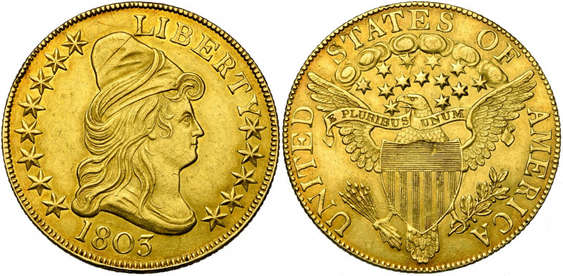 ETATS-UNIS, AV 10 dollars (eagle), 1803, Philadelphie. Draped bust. Grandes étoi...