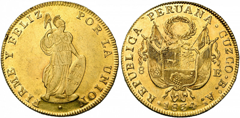 PEROU, République (1821-), AV 8 escudos, 1831BA, Cuzco. Fr. 63. Légère faiblesse...