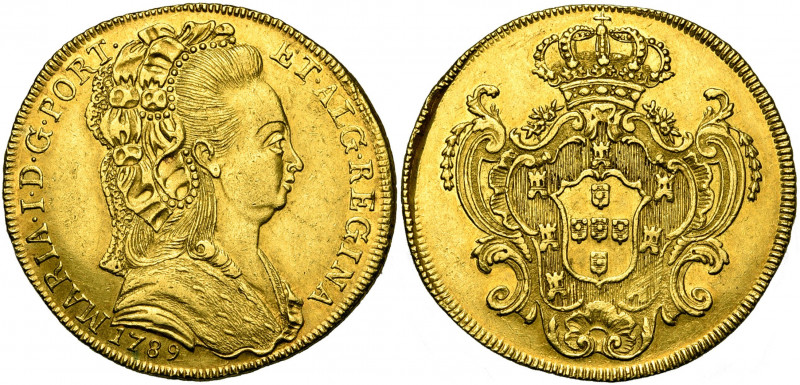 PORTUGAL, Maria, veuve de Pedro III (1786-1799), AV peça (6400 reis), 1789, Lisb...