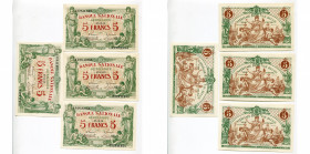 BELGIQUE, série de 4 billets de 5 francs, 30.12.1919, avec n° consécutifs. Légèrement cornés.
Neufs