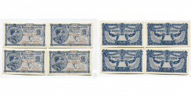 BELGIQUE, série de 4 billets de 1 franc, 04.03.1920, avec n° consécutifs.
Neufs