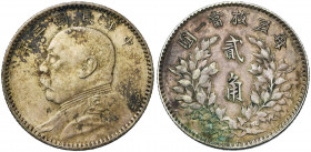 CHINA, Republic (1912-1949), AR 20 cents, year 3 (1914). Yuan Shih-kai. Y. 327. Some verdigris.
Very Fine