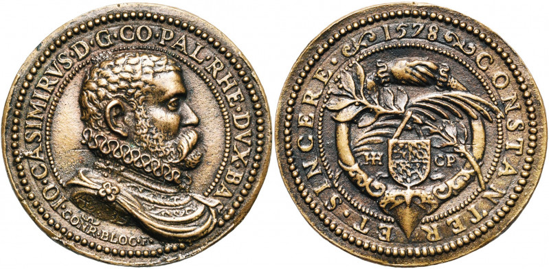 PAYS-BAS MERIDIONAUX, AE médaille, 1578, Conrad Bloc. Jean Casimir, comte palati...