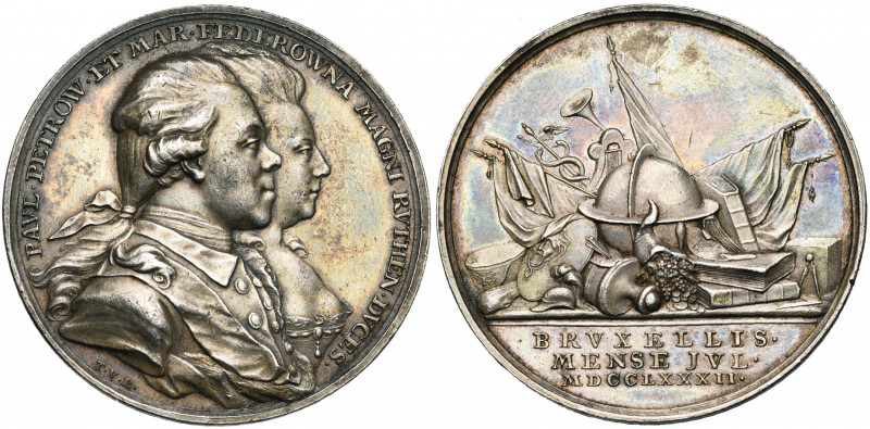 PAYS-BAS MERIDIONAUX, AR médaille, 1782, Th. van Berckel. Visite des princes du ...