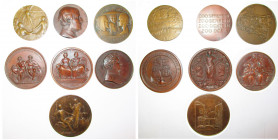 BELGIQUE, Royaume, lot de 7 médailles en bronze: 1844, Hart, Ouverture de la ligne de chemin de fer de l''Escaut au Rhin; 1846, Hart, Inauguration du ...