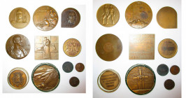 BELGIQUE, Royaume, lot de 11 médailles en bronze, dont: 1930, Mauquoy, Exposition internationale d''Anvers; 1935, de Soete, Exposition Universelle de ...