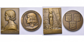 FRANCE, lot de 2 médailles par Prud''homme, 1931, 5e centenaire de l''exécution de Jeanne d''Arc à Rouen. AE, 73 x 52 mm et 59 mm.
Très Beau à Superb...