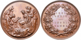GRANDE-BRETAGNE, AE médaille, 1862, Wyon. Exposition universelle à Kensington. D/ Britannia entourée de six femmes symbolisant l''art, les sciences, l...