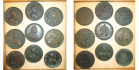 ITALIE, lot de 9 médailles baroques de Toscane: Ferdinand Ier de Médicis, Eléonore de Médicis, Cosme III de Médicis, Garsia de Médicis, Giuseppe Maria...