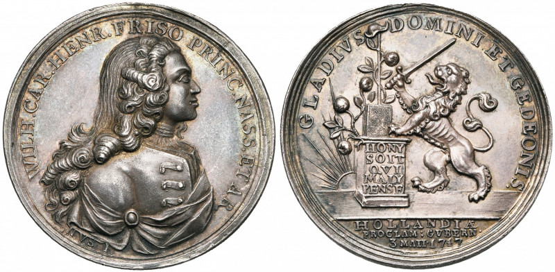 PAYS-BAS SEPTENTRIONAUX, AR médaille, 1747, van Swinderen. Guillaume IV d''Orang...