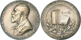 PAYS-BAS, AR médaille, 1911, Jeltsema. J.D. van der Waals, prix Nobel de physique en 1910. D/ B. à g. R/ Diagramme et formule au-dessus d''un rameau d...