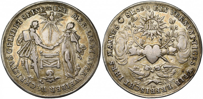 POLOGNE, AR médaille, s.d. (vers 1630), Dadler (Danzig). Médaille de mariage. D/...