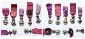 BELGIQUE, lot de 15 miniatures de l’Ordre de Léopold avec ruban (une seule à titre militaire), différents modèles et dimensions (dont une de 8,8 mm de...