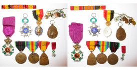 BELGIQUE, lot de 7 décorations (2 sans ruban) et une chaînette avec 8 miniatures sans ruban (dont une rare croix de commandeur de l’Ordre estonien de ...
