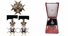 SUEDE, Ordre de l''Etoile polaire, créé en 1748, ensemble de grand-croix: bijou en vermeil (éclat à l''émail, une pointe faussée), plaque en argent et...