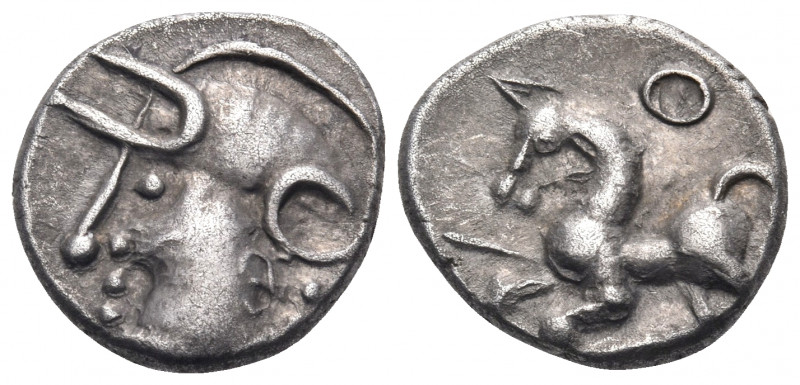 CELTIC, Central Gaul. Aedui. Circa 80-50 BC. Quinarius (Silver, 13 mm, 1.95 g, 3...