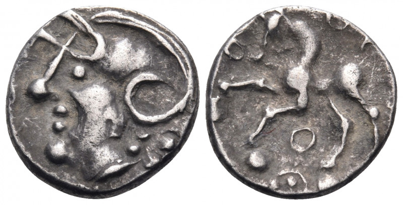 CELTIC, Central Gaul. Aedui. Circa 80-50 BC. Quinarius (Silver, 14.5 mm, 1.93 g,...