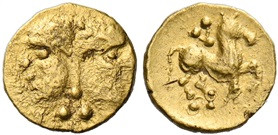 CELTIC, Central Europe. Vindelici. Late 3rd - early 2nd century BC. 1/24 Stater (Gold, 7.5 mm, 0.35 g, 2 h), "Januskopf I" type. Head of Janus with lo...
