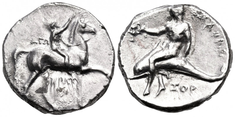 CALABRIA. Tarentum. Circa 302-280 BC. Nomos (Silver, 20 mm, 7.71 g, 5 h), struck...