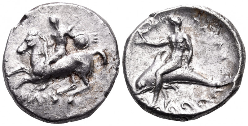 CALABRIA. Tarentum. Circa 280-272 BC. Nomos (Silver, 21 mm, 7.76 g, 3 h), struck...
