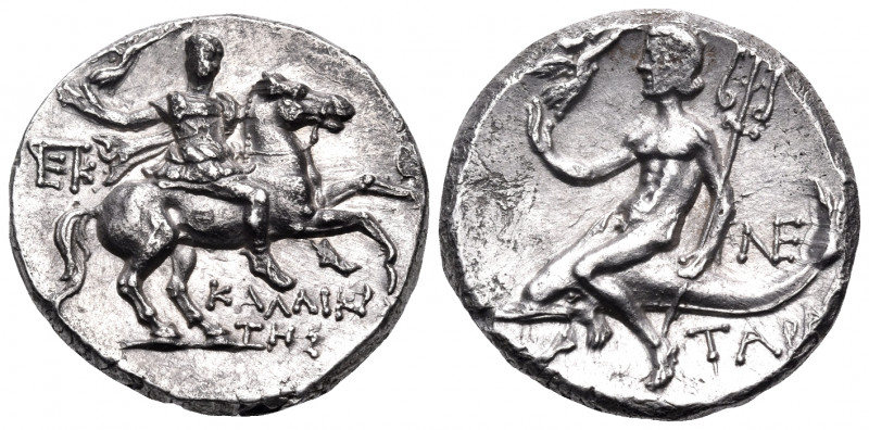 CALABRIA. Tarentum. Circa 240-228 BC. Nomos (Silver, 19 mm, 6.56 g, 11 h), struc...