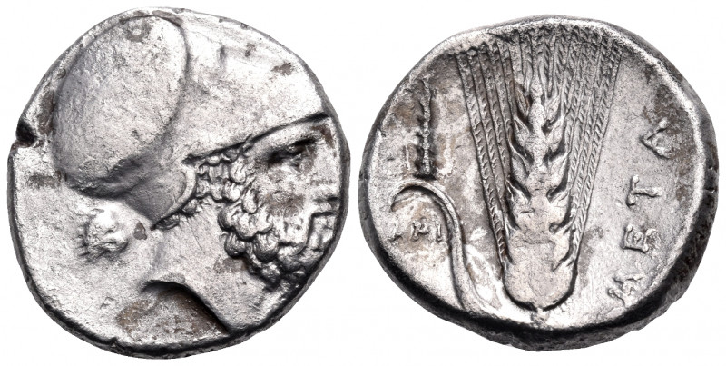 LUCANIA. Metapontum. Circa 340-330 BC. Nomos (Silver, 20 mm, 7.92 g, 8 h), struc...